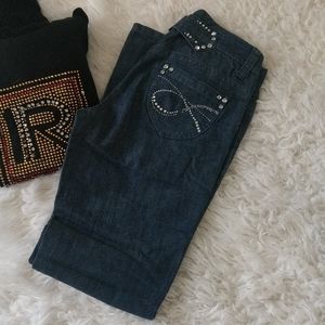 Rhinestone denim jeans pants